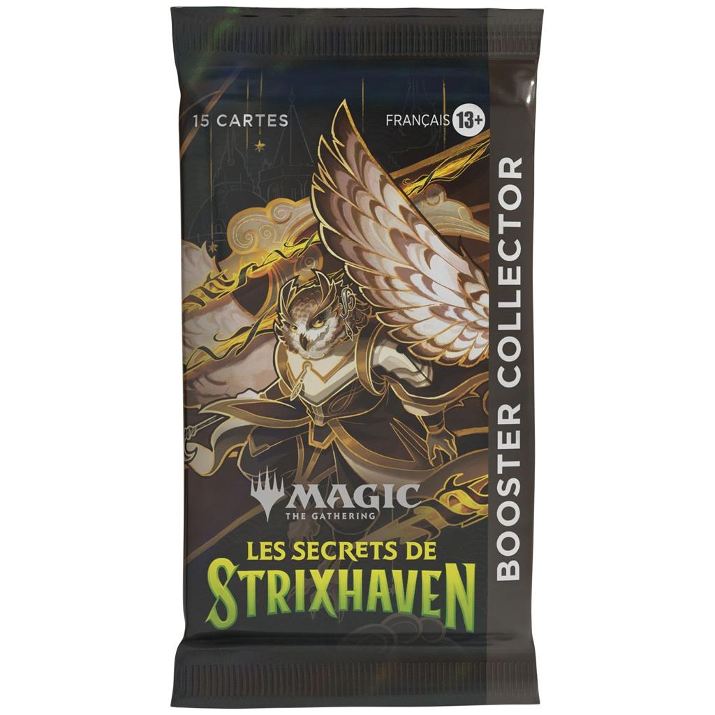 Booster collector Strixhaven FR de Magic The Gathering, édition scellée, illustré avec des cartes colorées et le logo Wizards of the Coast.
