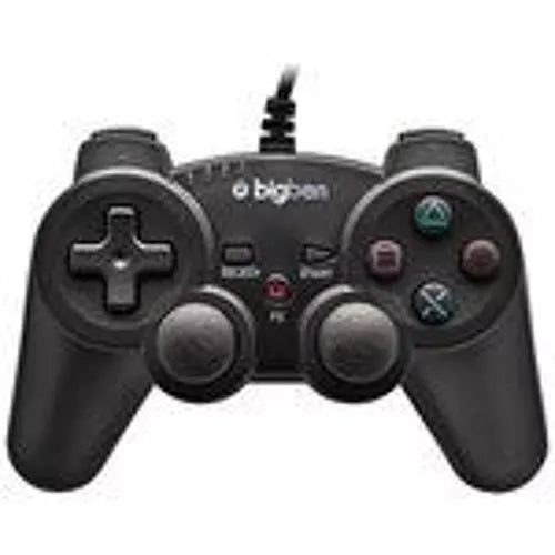 Manette filaire BigBen Interactive pour PC et Sony PlayStation 3, accessoire de jeu avec boutons et joystick visibles.