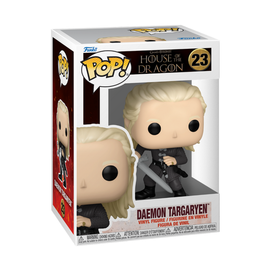 Figurine Funko House of the Dragon Daemon Targaryen, personnage en figurine de collection Geek'nGreed, détails de la figurine.