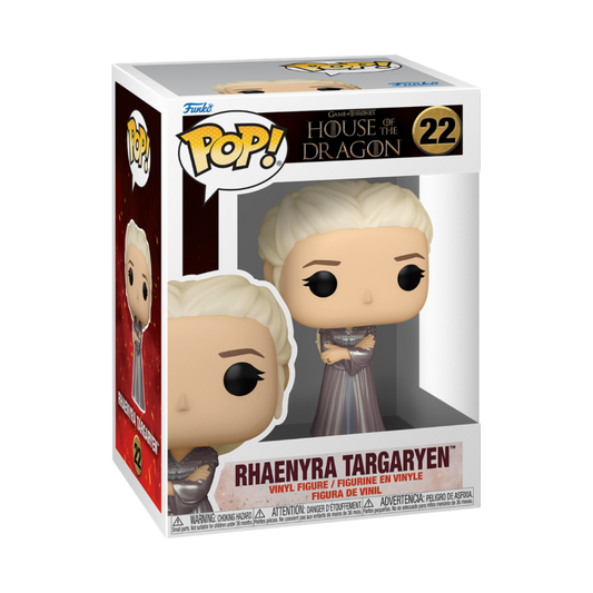 Figurine Funko House of the Dragon Rhaynera Targaryen, personnage de la série, modèle Geek'nGreed, vue de face.
