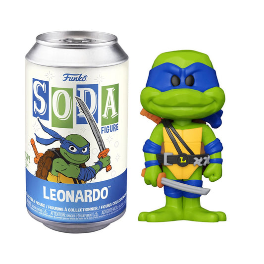 Figurine Funko Soda Leonardo des Tortues Ninja, personnage en vinyle de la collection TMNT, vue de face.