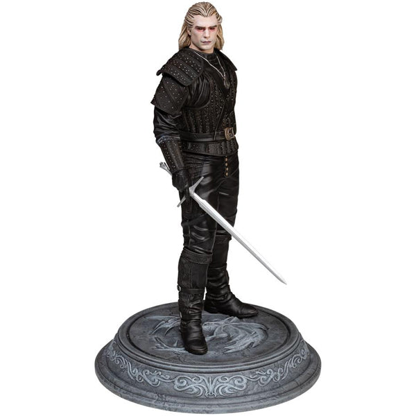 Figurine de Geralt de Riv, personnage de The Witcher Netflix, transformé, 17 cm, Dark Horse, par Geek'nGreed, détail fidèle.