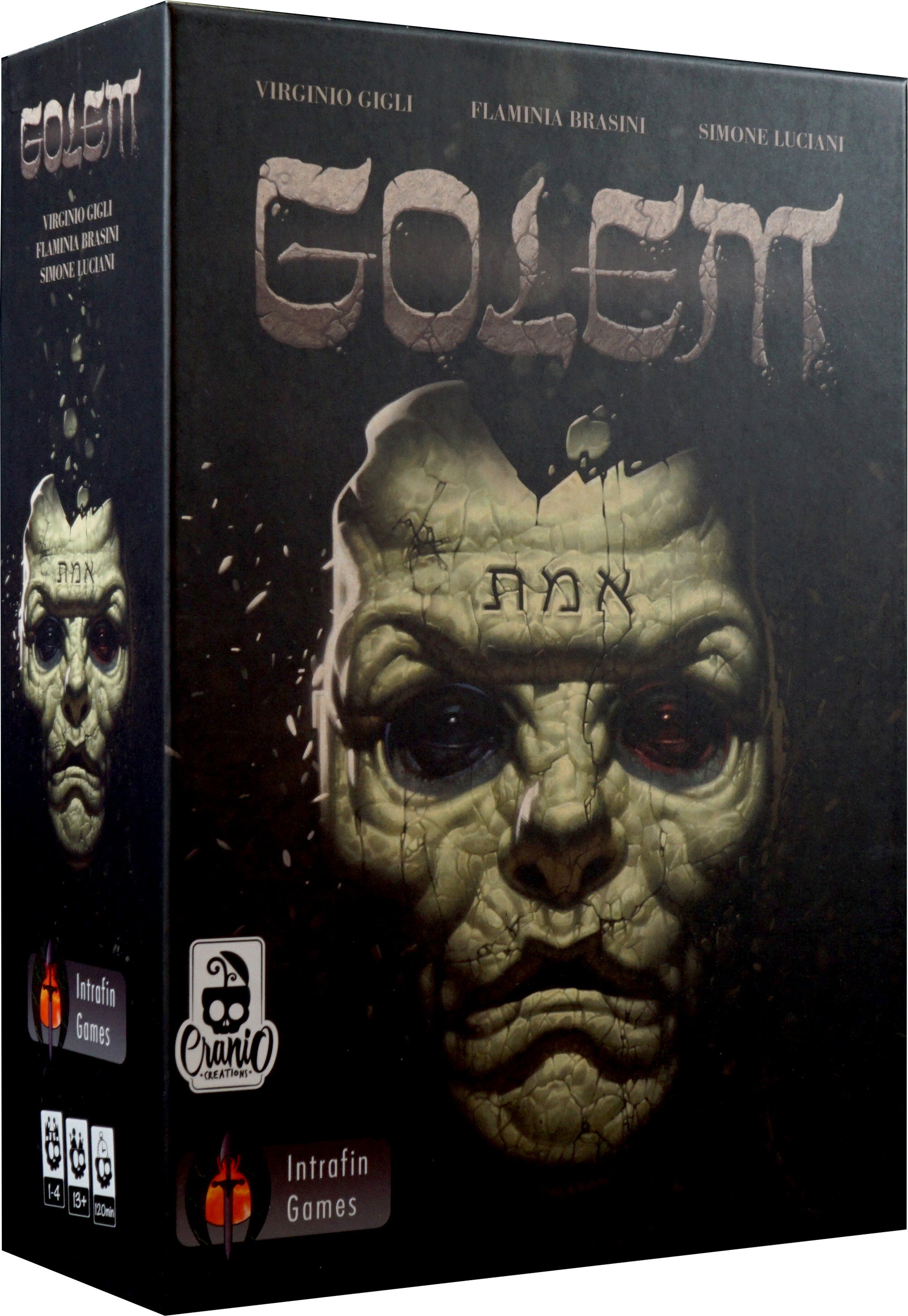 Jeu de plateau Golem VF de la marque Intrafin, avec figurines et plateau stratégique pour jeu de société expert.