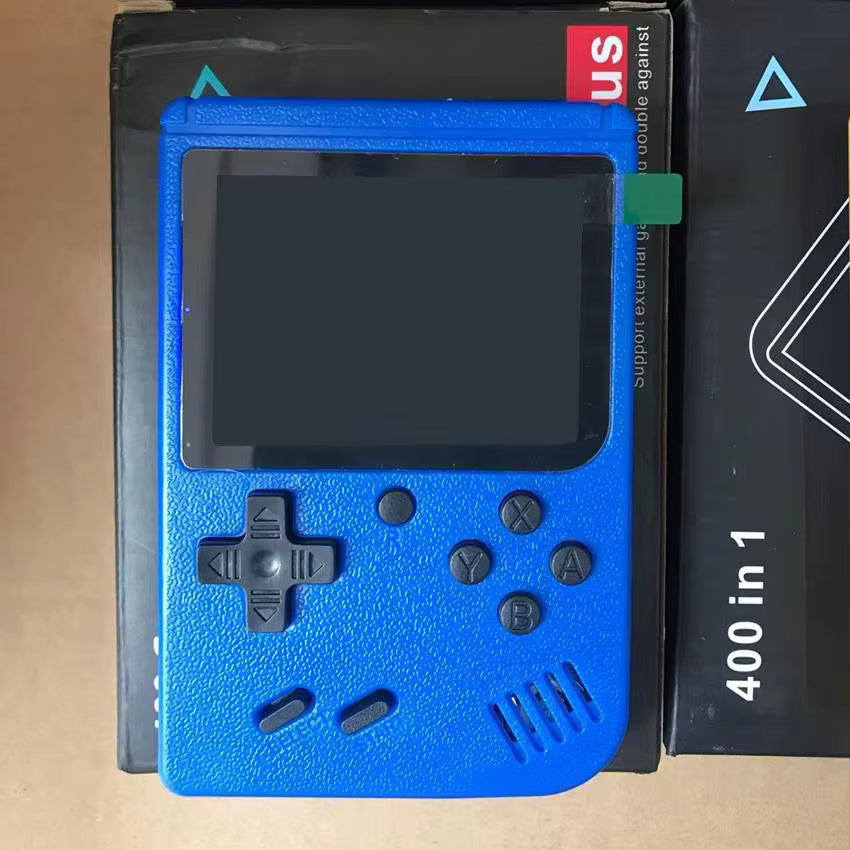 Console de jeu rétro portable de marque générique avec écran couleur et 400 jeux intégrés, idéale pour enfants et adultes.