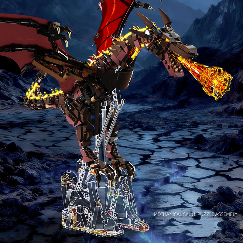 Dragon de Feu Infernal – 1600+ Pièces – Modèle Fantasy Collector Premium -boite+moteur