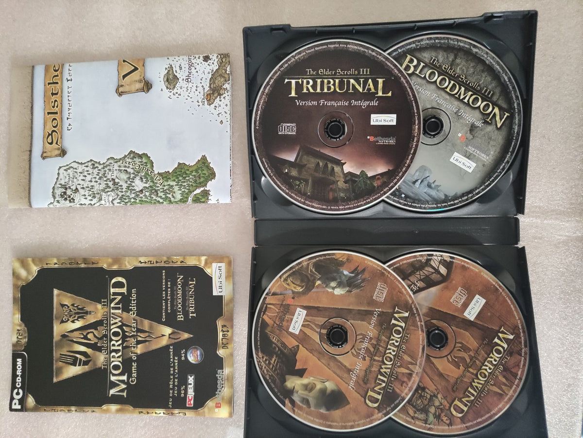 Jeu PC Elder Scrolls III Morrowind Game of the Year Edition Bethesda, version française, complet, occasion, boîtier et disque visibles