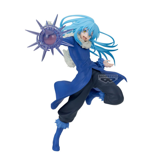 Figurine Rimuru Tempest Espresto de 20 cm de la série Tensura, figurine officielle Banpresto, détail précis, position dynamique.