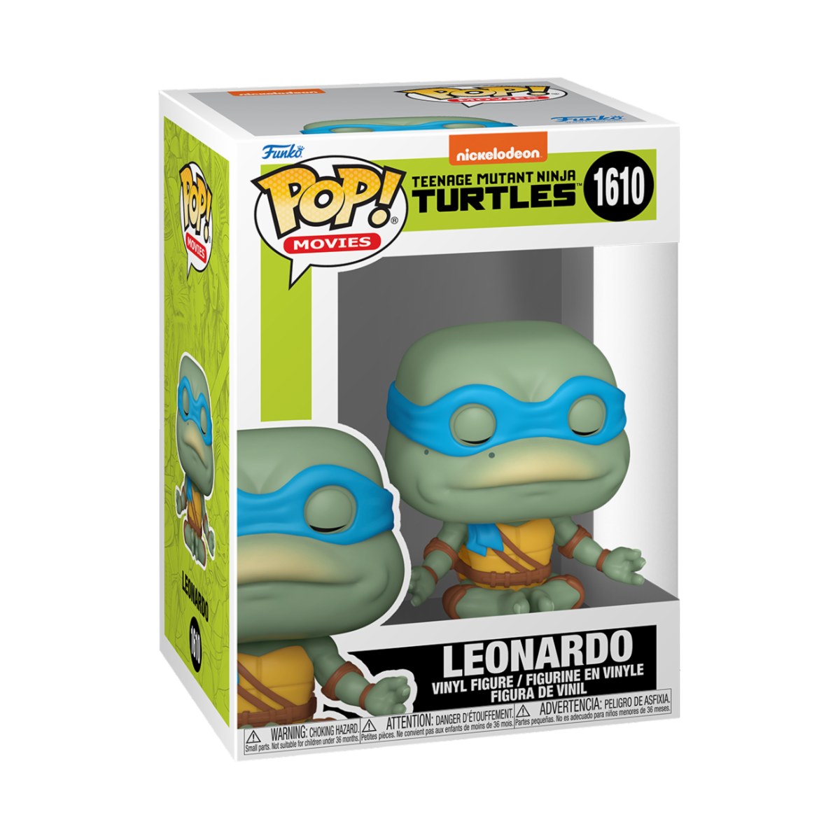Figurine Funko TMNT Tortues Ninja Leonardo méditant, personnage de collection Geek'nGreed, avec posture de méditation et détails colorés.