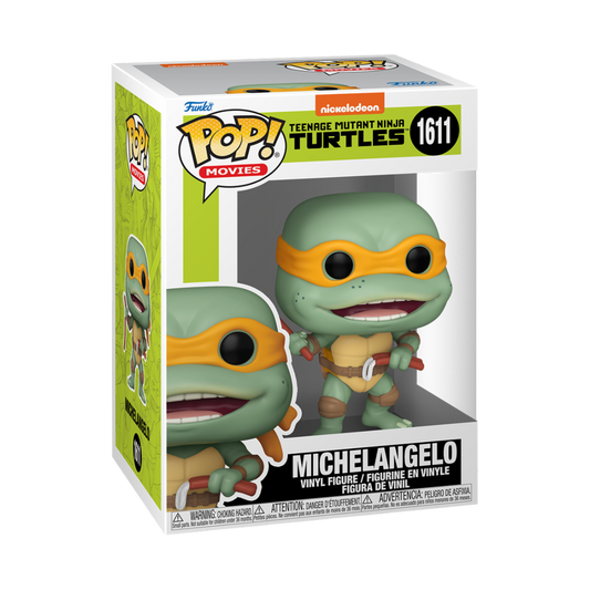 Figurine Funko Pop Michelangelo Tortues Ninja avec nunchakus et saucisse, personnage de la série TMNT, de la marque Geek'nGreed.