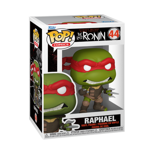 Figurine Funko Pop Raphael #44 des Tortues Ninja, inspirée de TMNT The Last Ronin, avec détails colorés et pose dynamique.