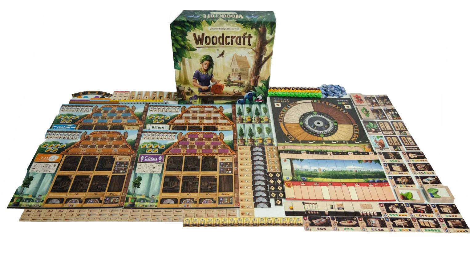 Jeu de plateau Woodcraft VF Intrafin avec pièces en bois et plateau stratégique pour des parties de réflexion et de stratégie.