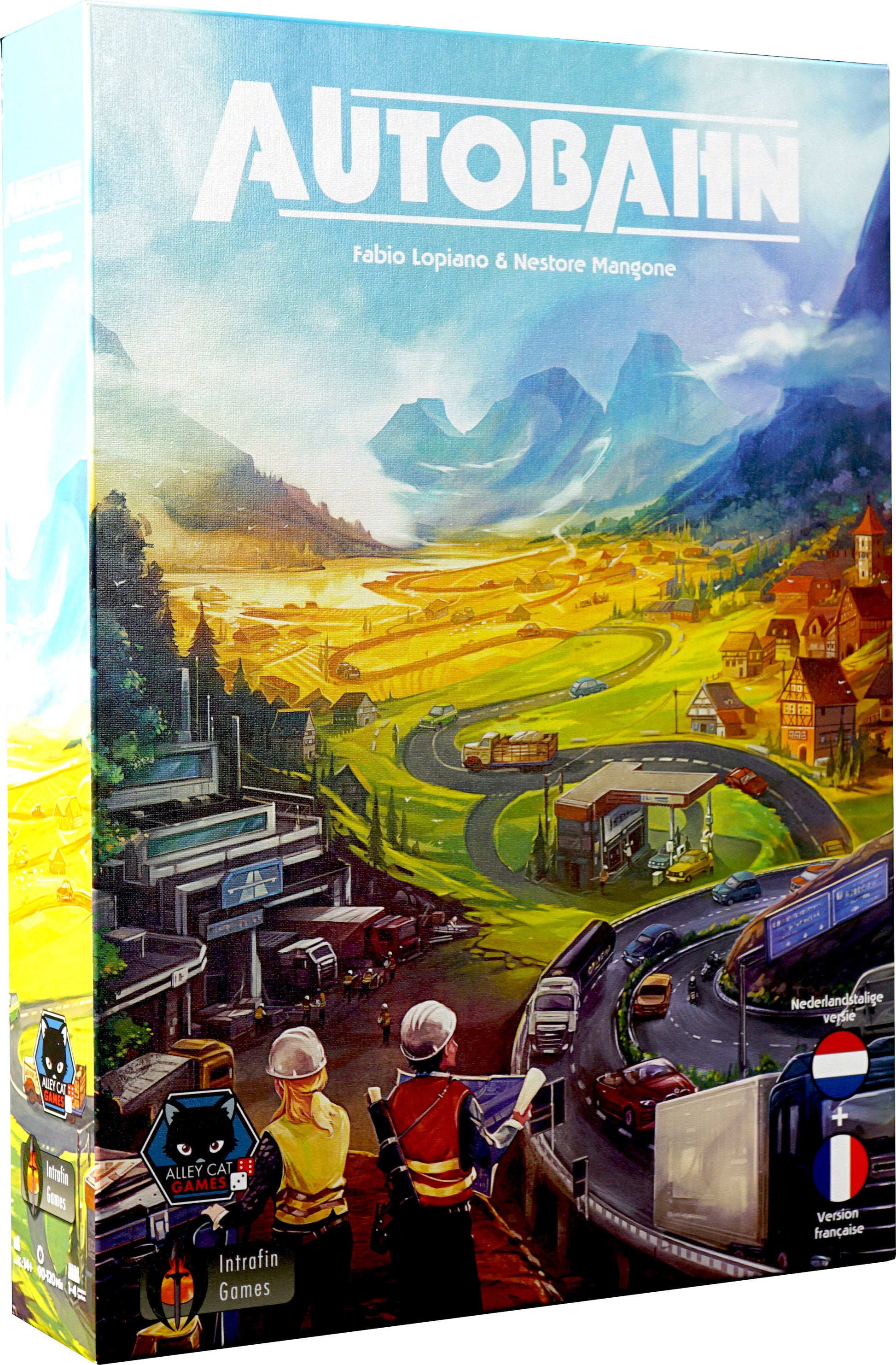 Plateau de jeu Autobahn VF/NL de Geek'nGreed avec routes et territoires pour jeu de stratégie de développement.